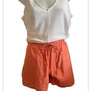 A New Day coral l shorts  large NWT  linen Rayon comfy elastic waist summer